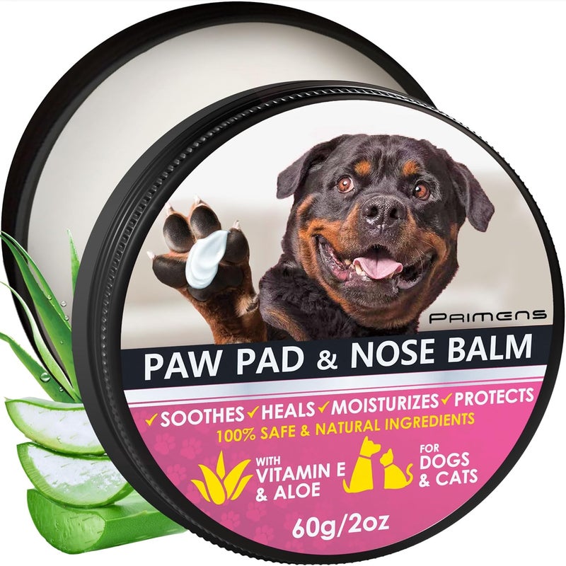 Primens Dog Paw Balm for Dry Cracked Paws – Lick-Safe Moisturizer and Organic Paw Wax with Aloe & Vitamin E – Hot Pavement and Winter Snow Protection – Nose Safe – for All Breeds - Image 1